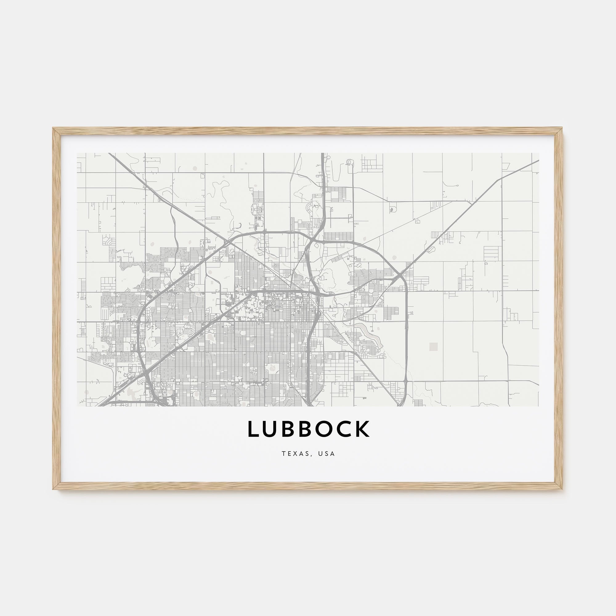 Lubbock Map Landscape Poster