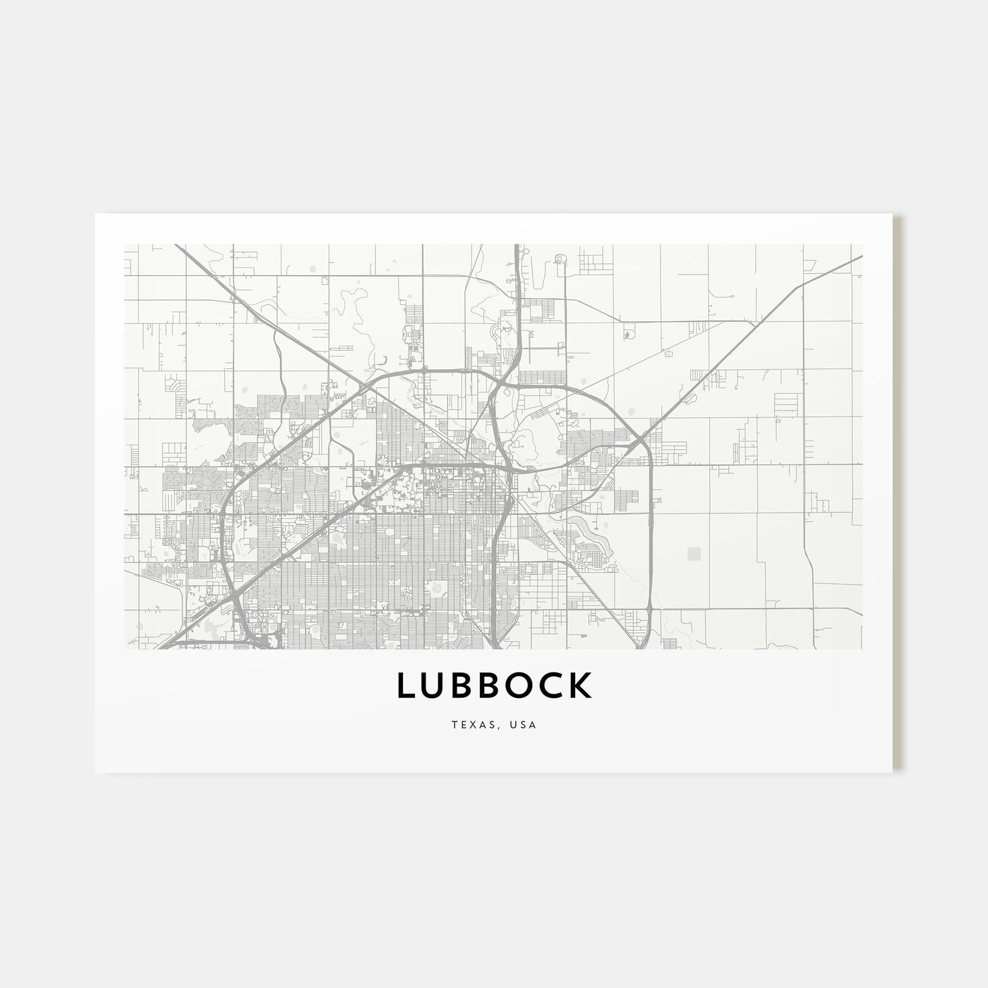 Lubbock Map Landscape Poster