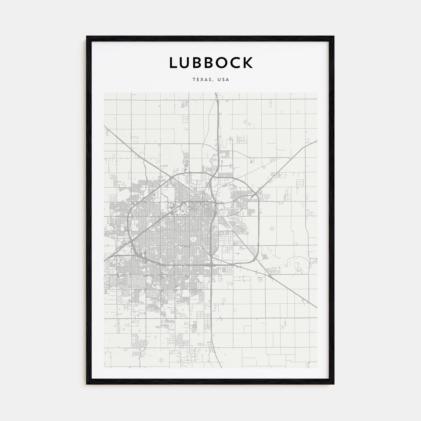 Lubbock Map Portrait Poster