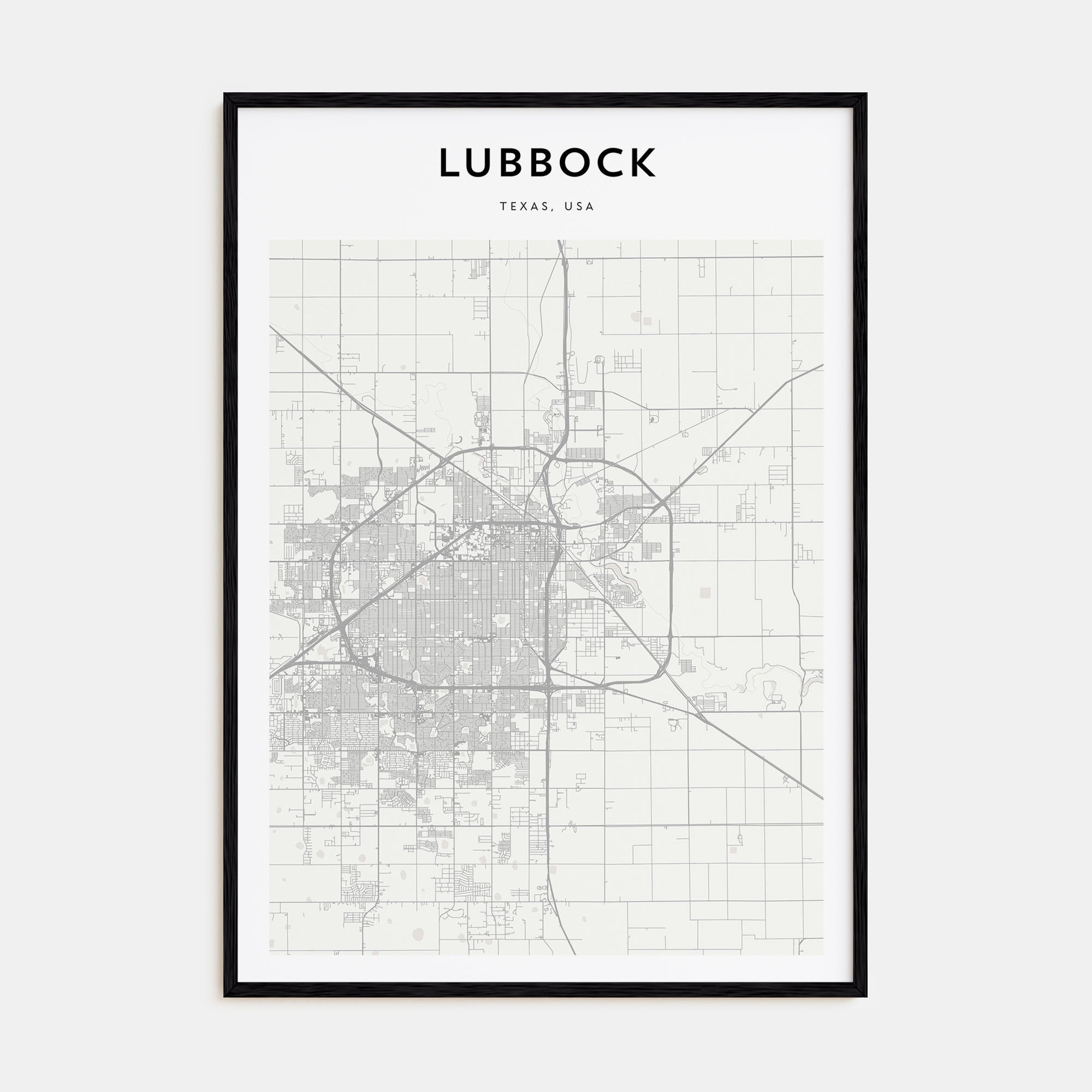 Lubbock Map Portrait Poster
