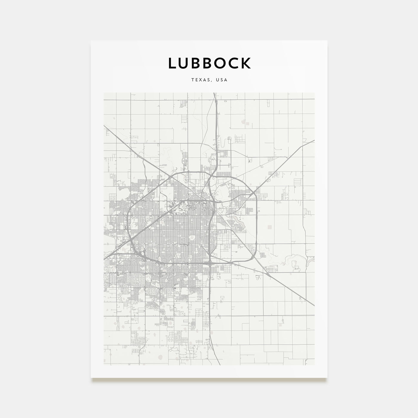 Lubbock Map Portrait Poster