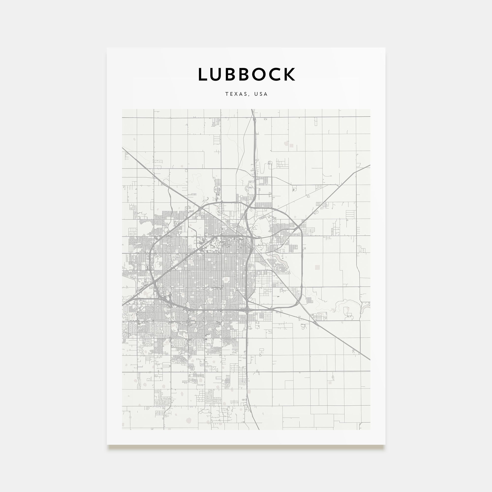 Lubbock Map Portrait Poster