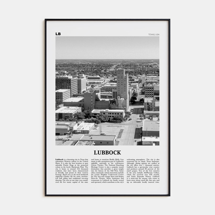 Lubbock Travel B&W Poster