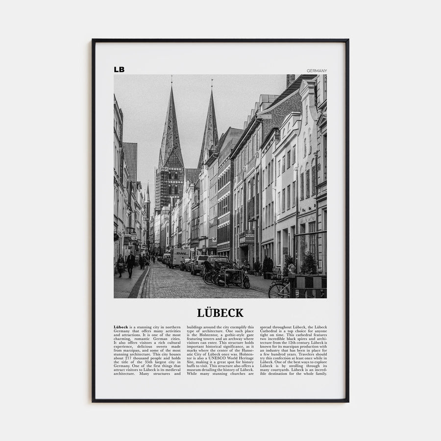 Lübeck Travel B&W Poster