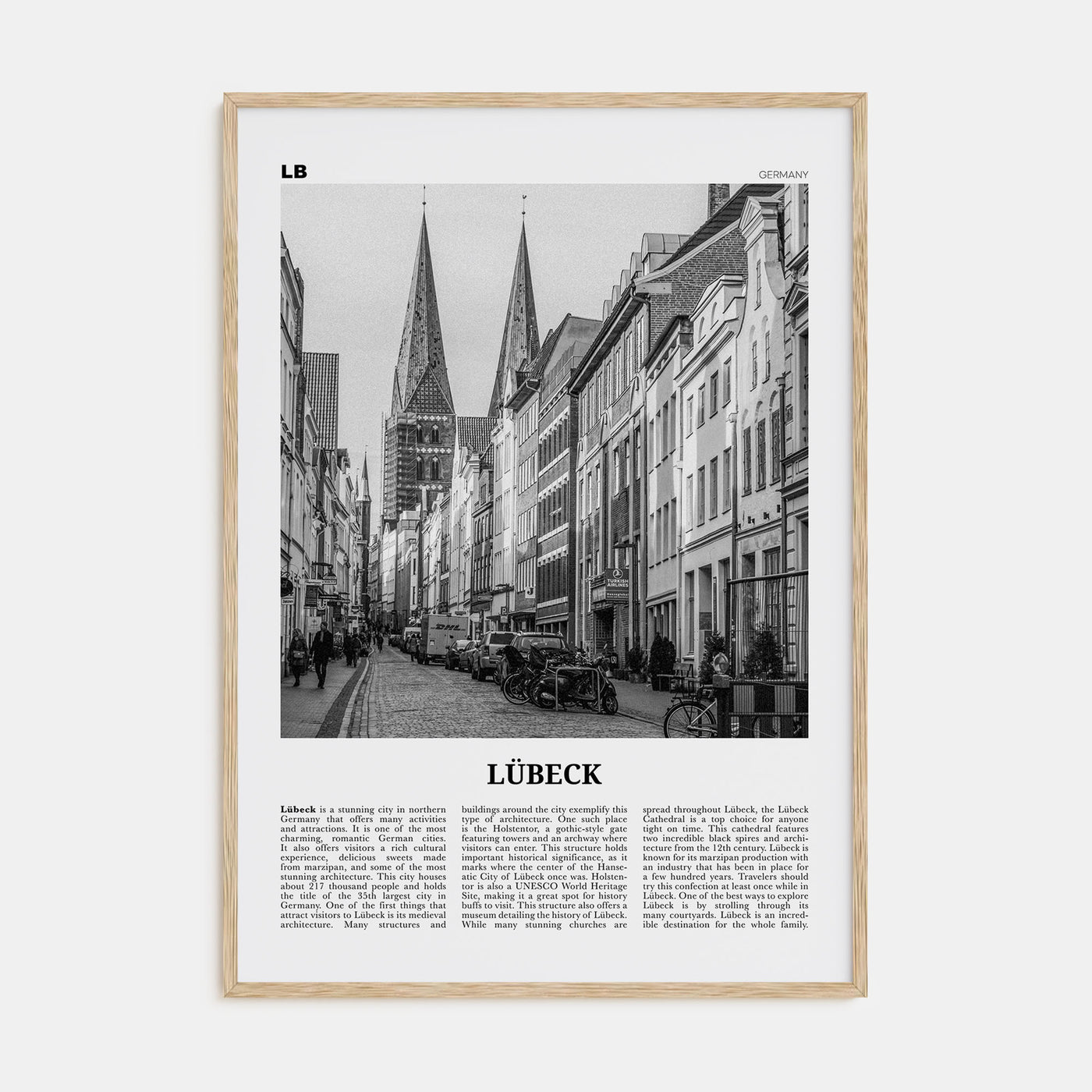 Lübeck Travel B&W Poster