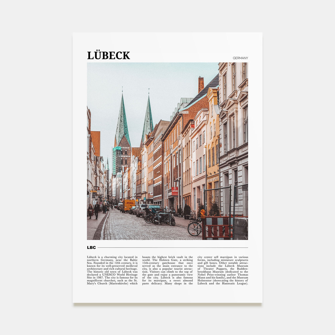 Lübeck Travel Color Poster