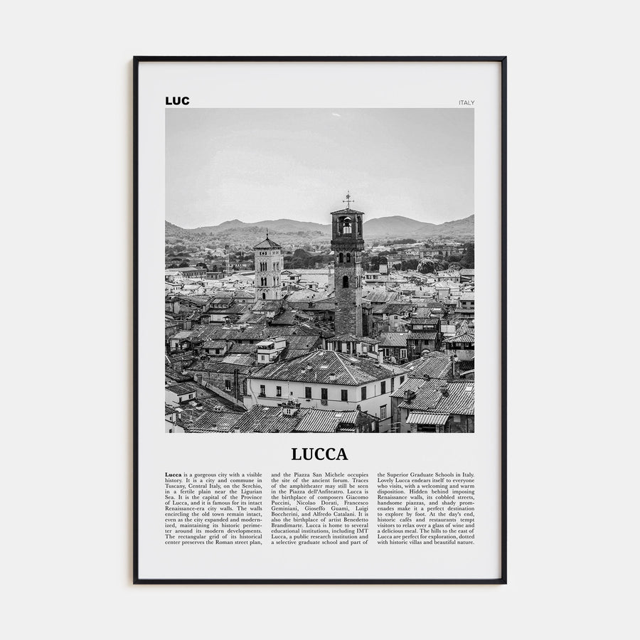Lucca Travel B&W Poster