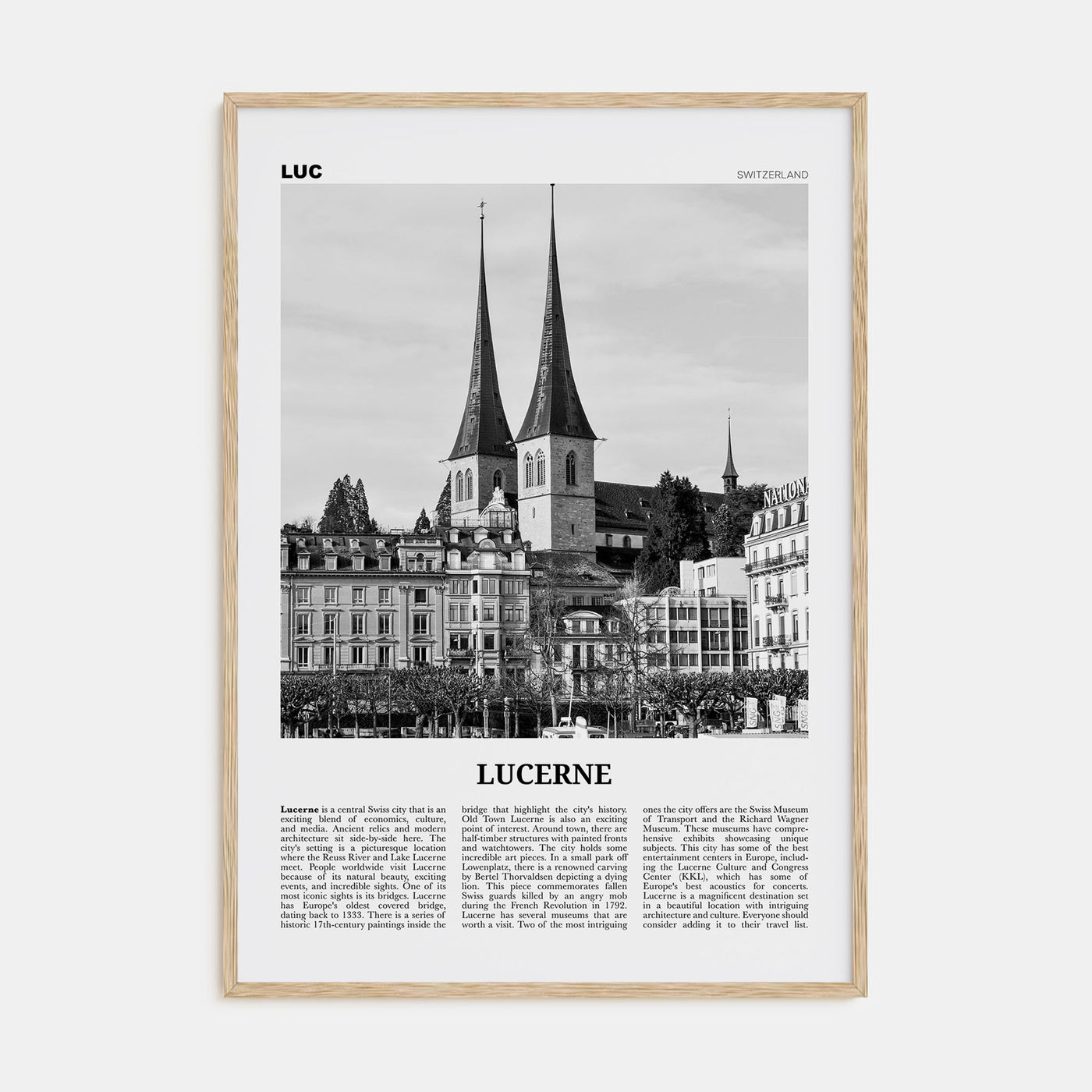 Lucerne Travel B&W Poster