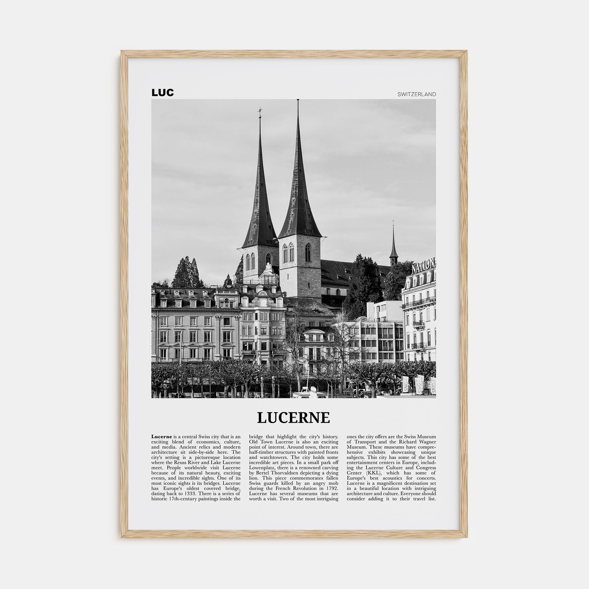 Lucerne Travel B&W Poster