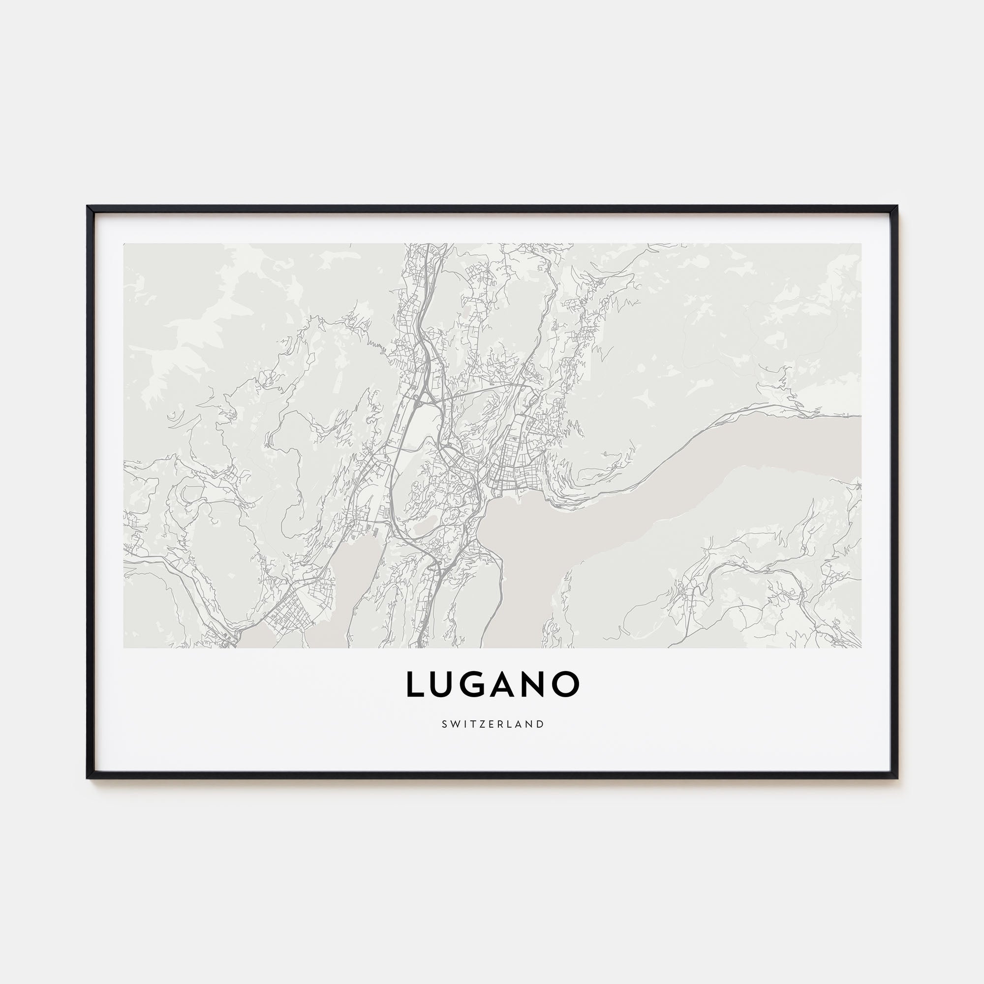 Lugano Map Landscape Poster