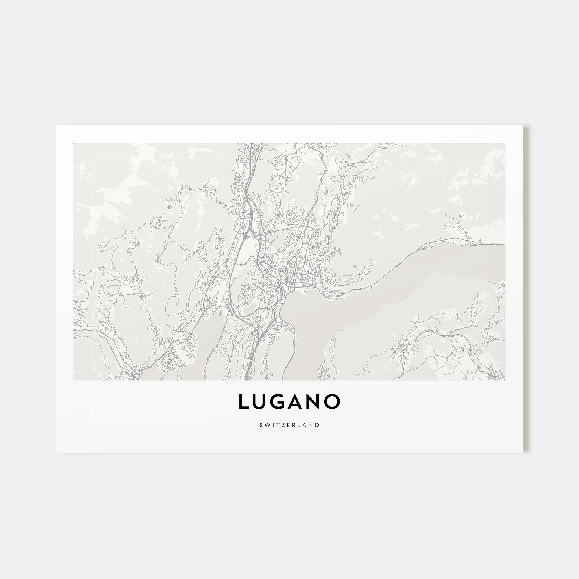 Lugano Map Landscape Poster