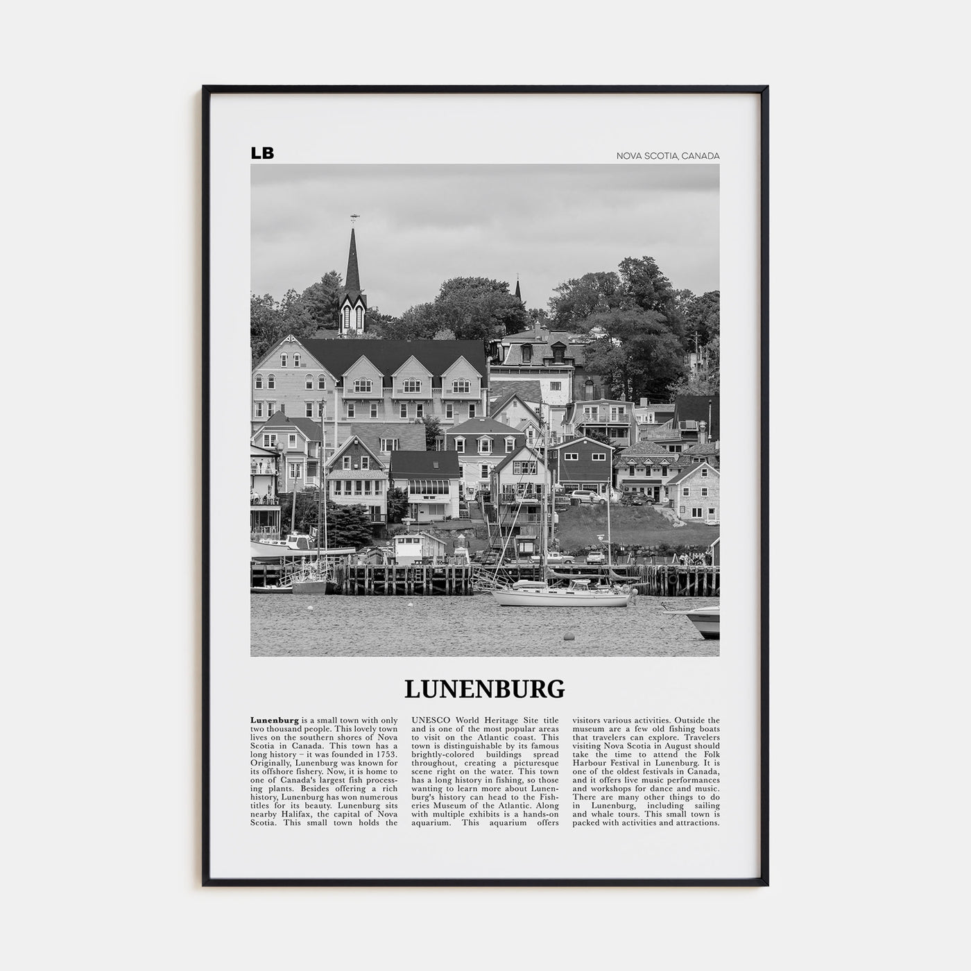 Lunenburg Travel B&W Poster