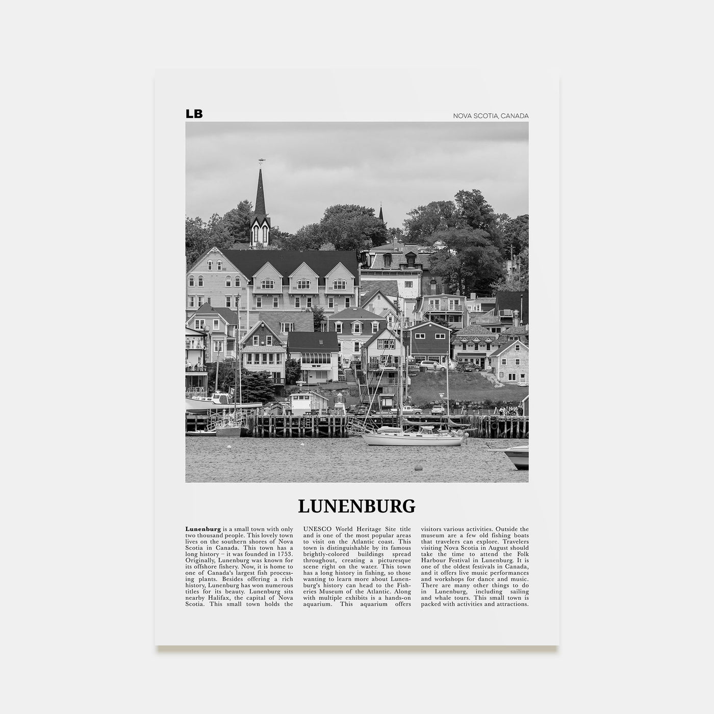 Lunenburg Travel B&W Poster