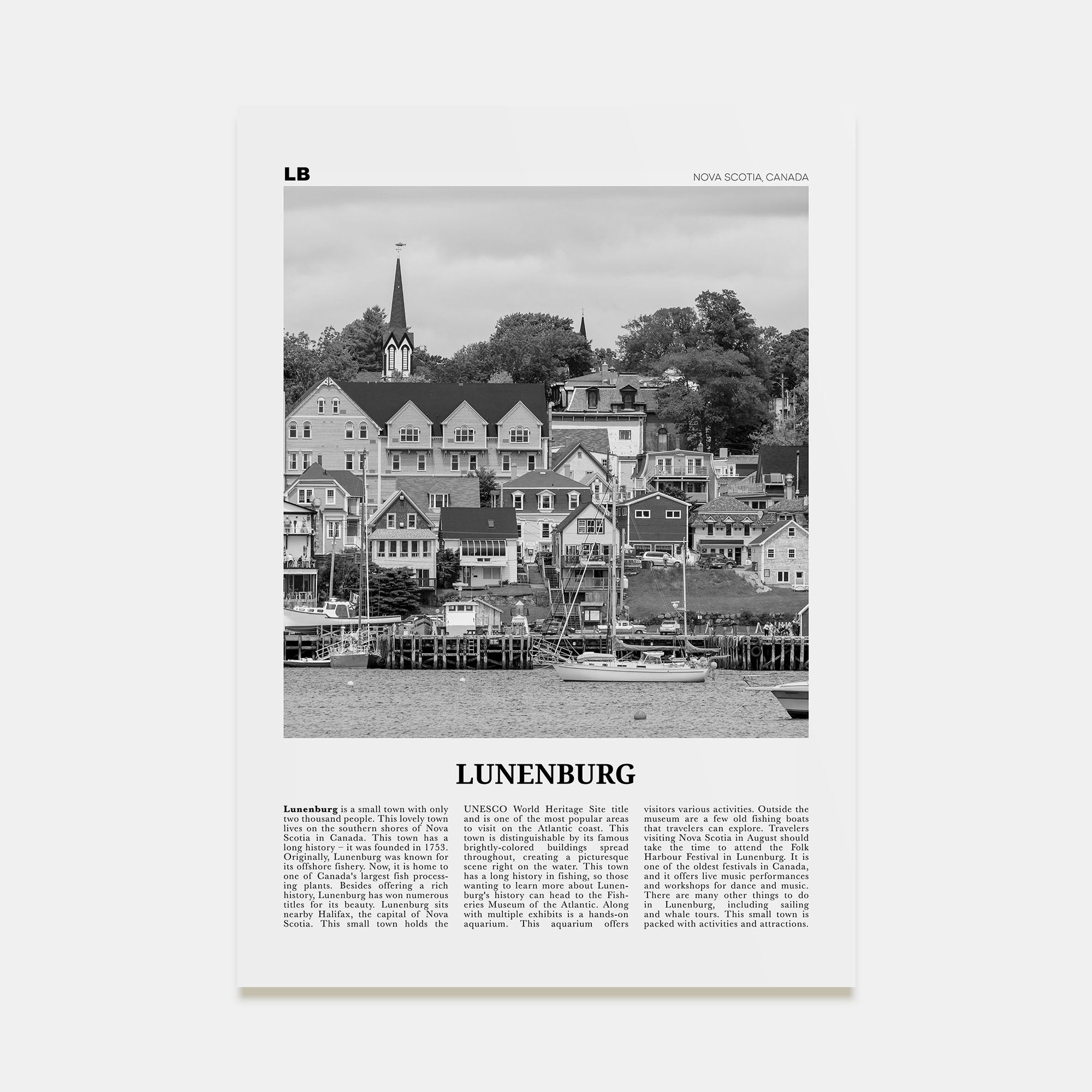 Lunenburg Travel B&W Poster