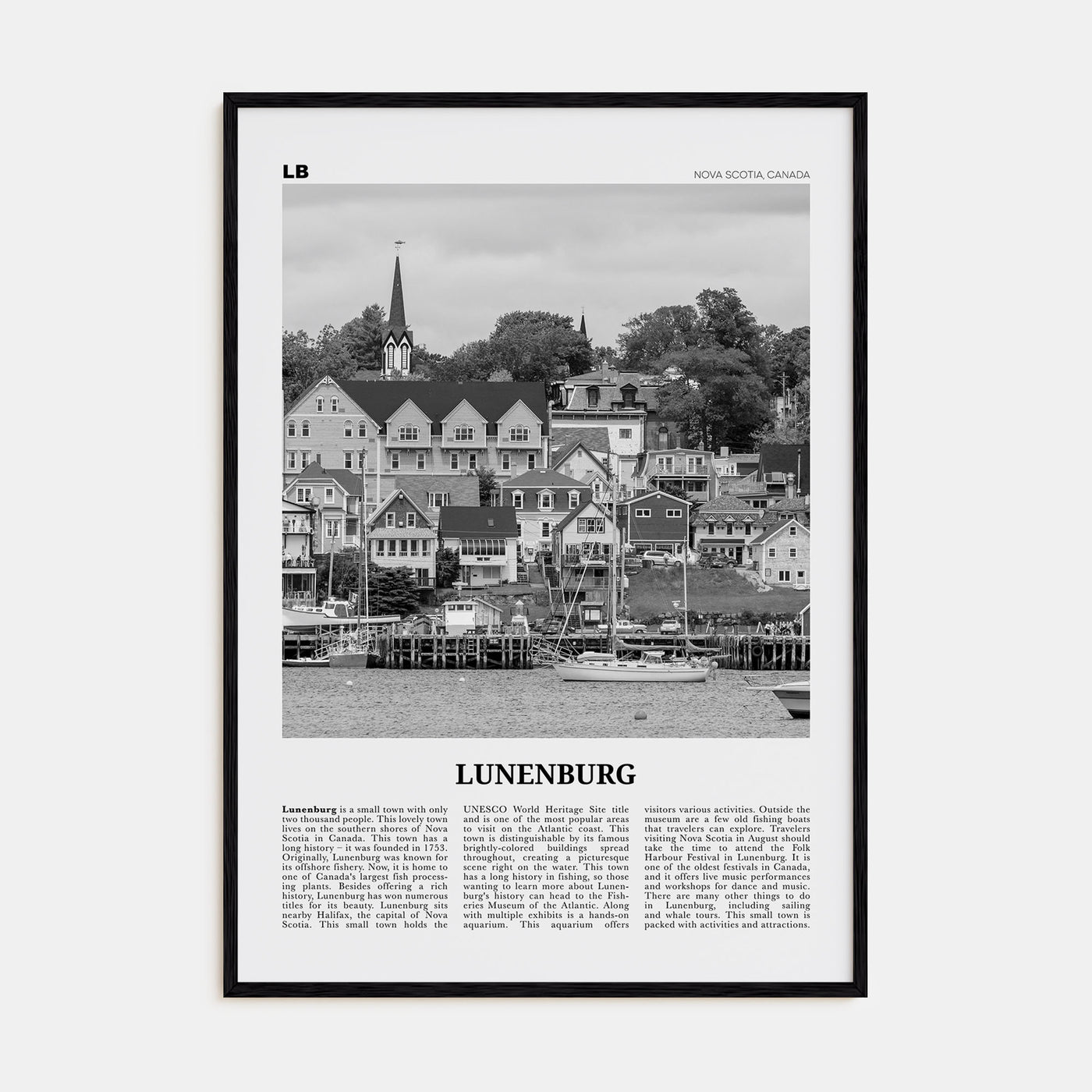 Lunenburg Travel B&W Poster