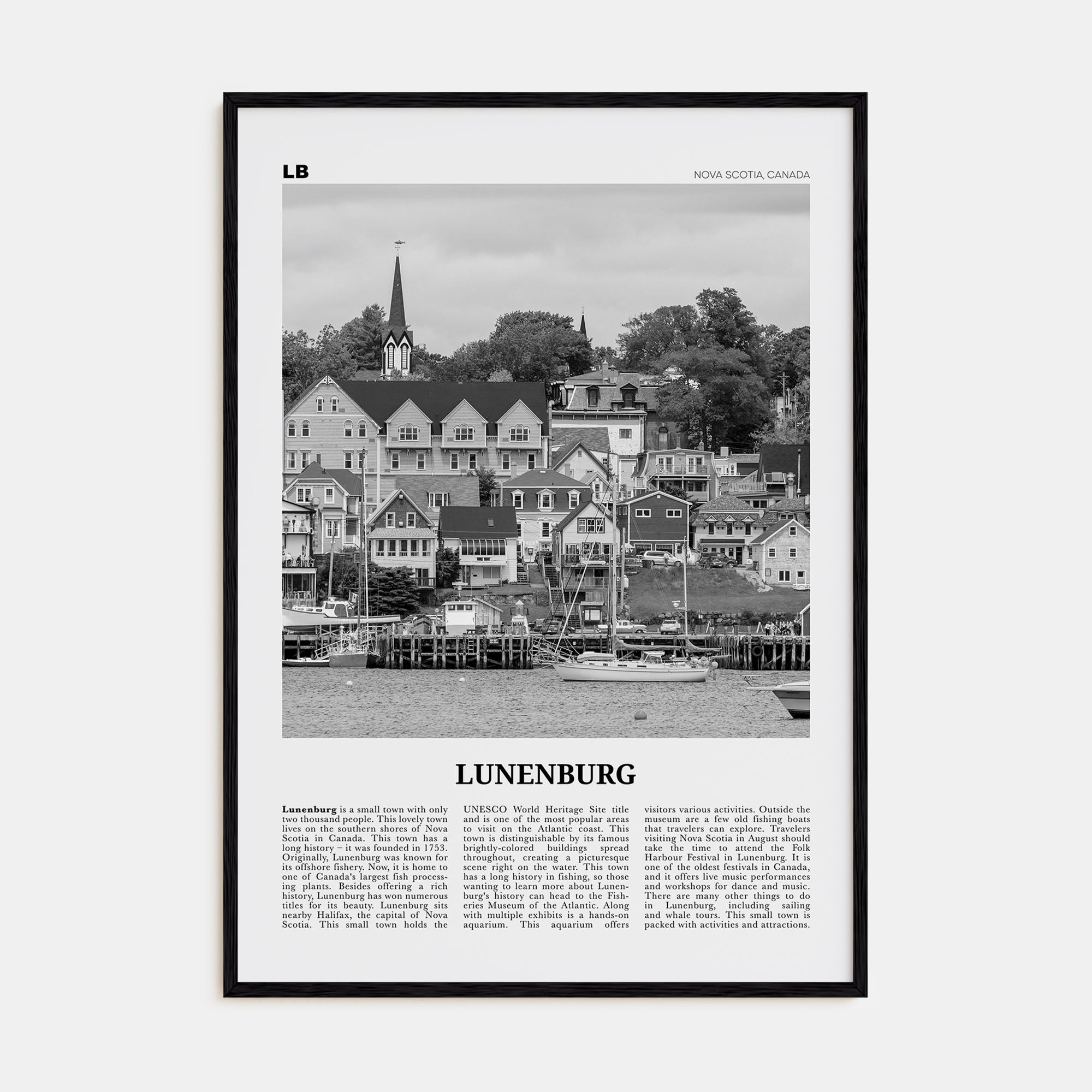 Lunenburg Travel B&W Poster
