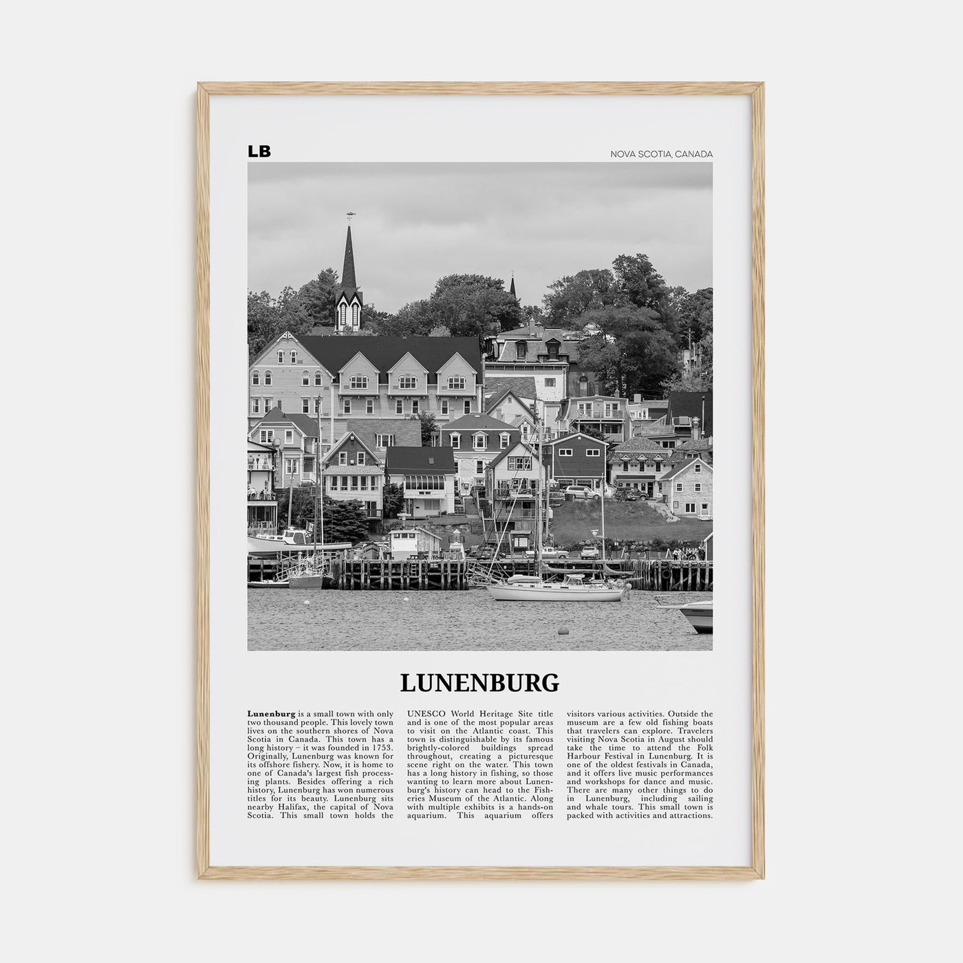 Lunenburg Travel B&W Poster