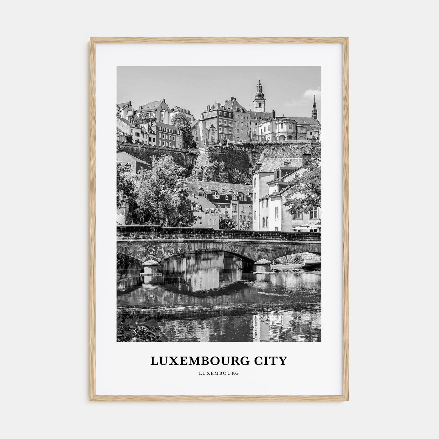 Luxembourg City Portrait B&W Poster