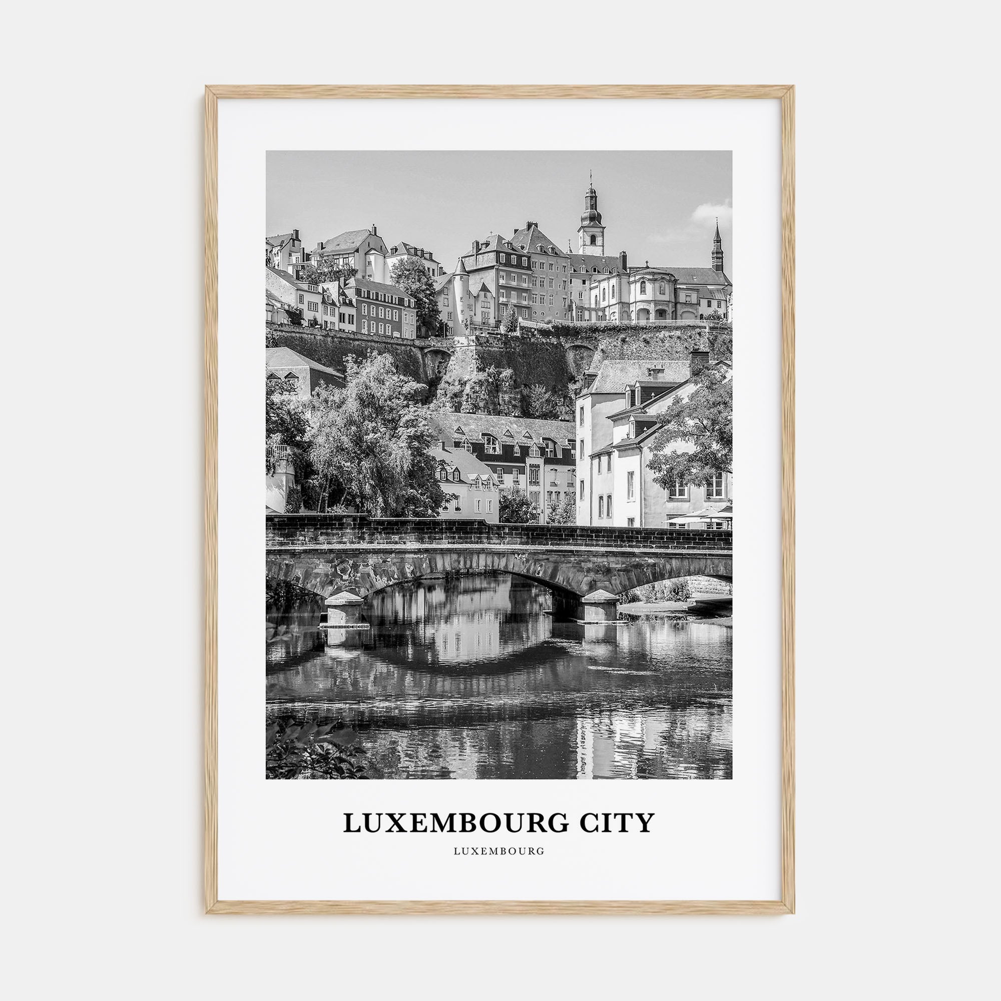 Luxembourg City Portrait B&W Poster