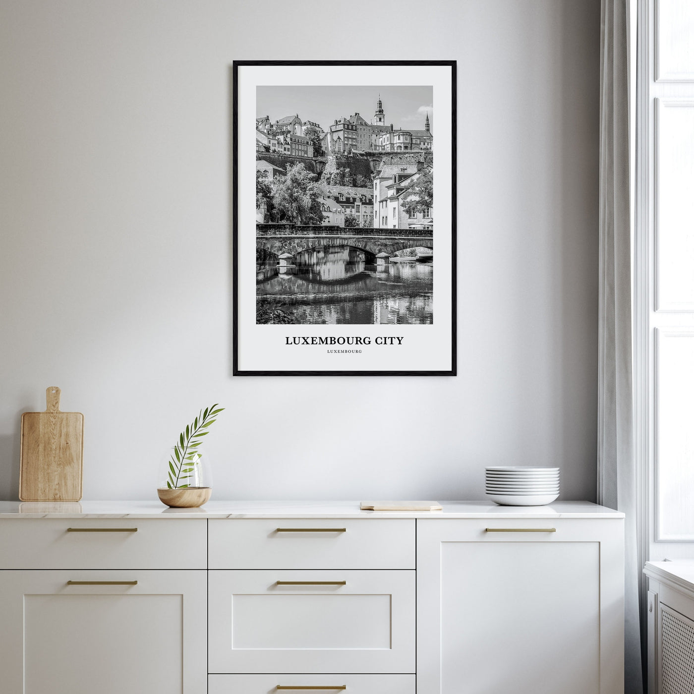 Luxembourg City Portrait B&W Poster