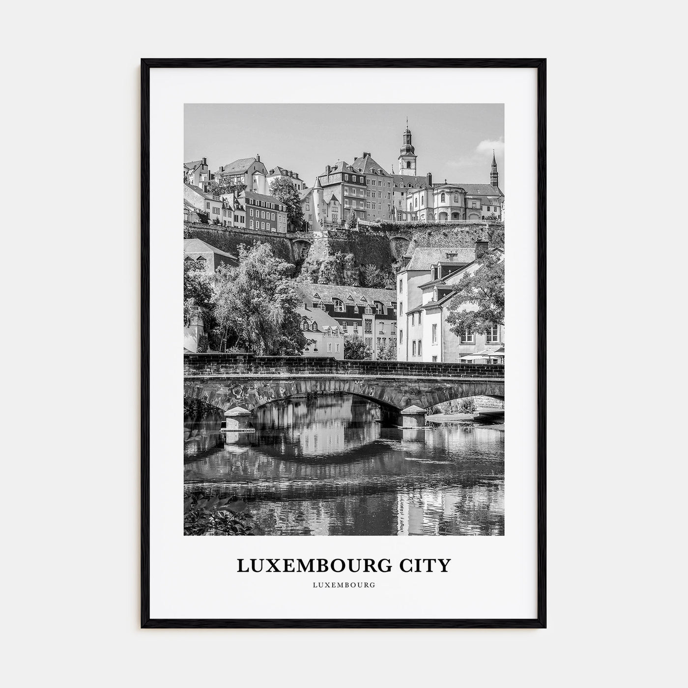 Luxembourg City Portrait B&W Poster