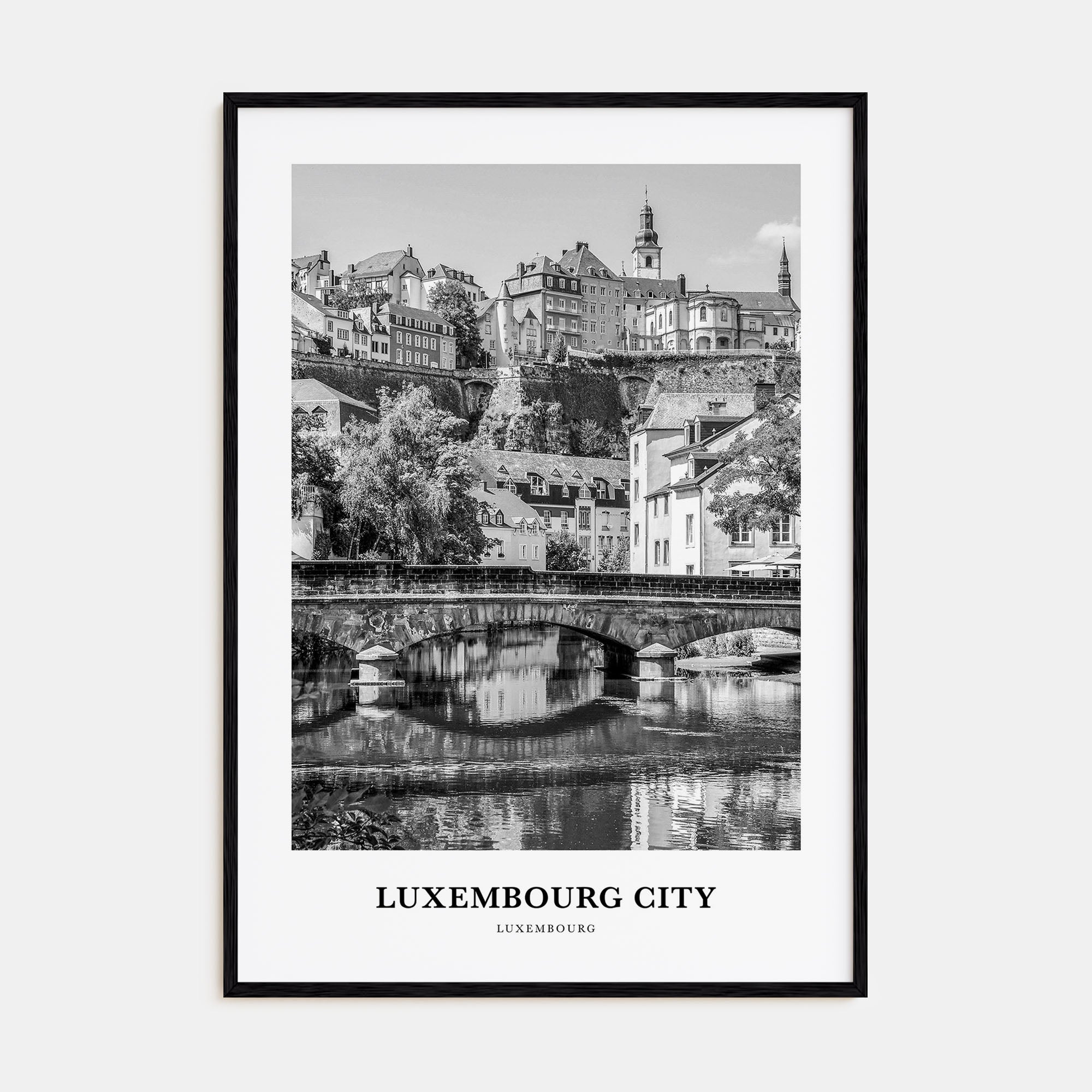 Luxembourg City Portrait B&W Poster