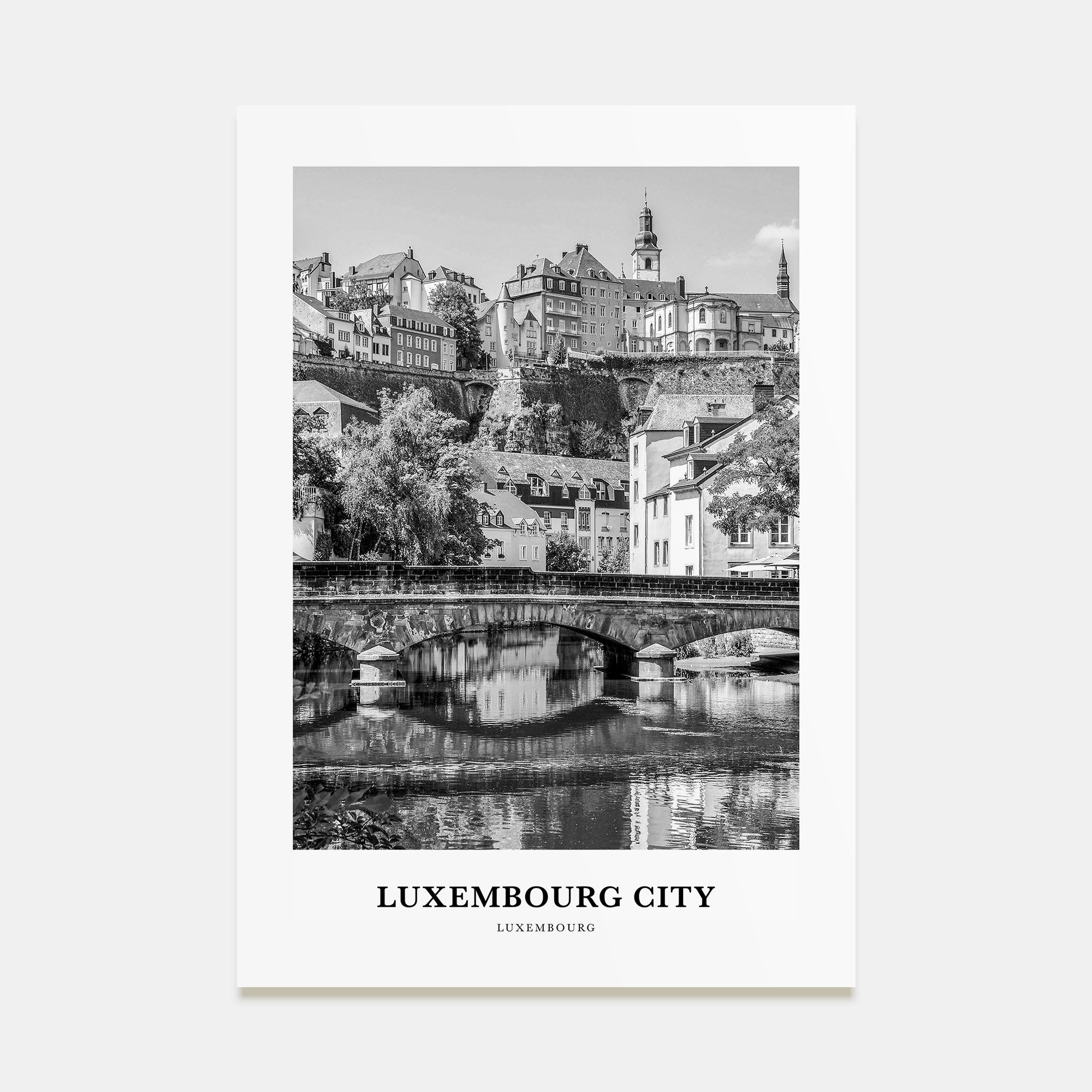 Luxembourg City Portrait B&W Poster
