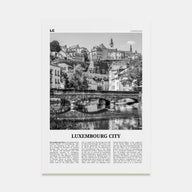 Luxembourg City Travel B&W Poster