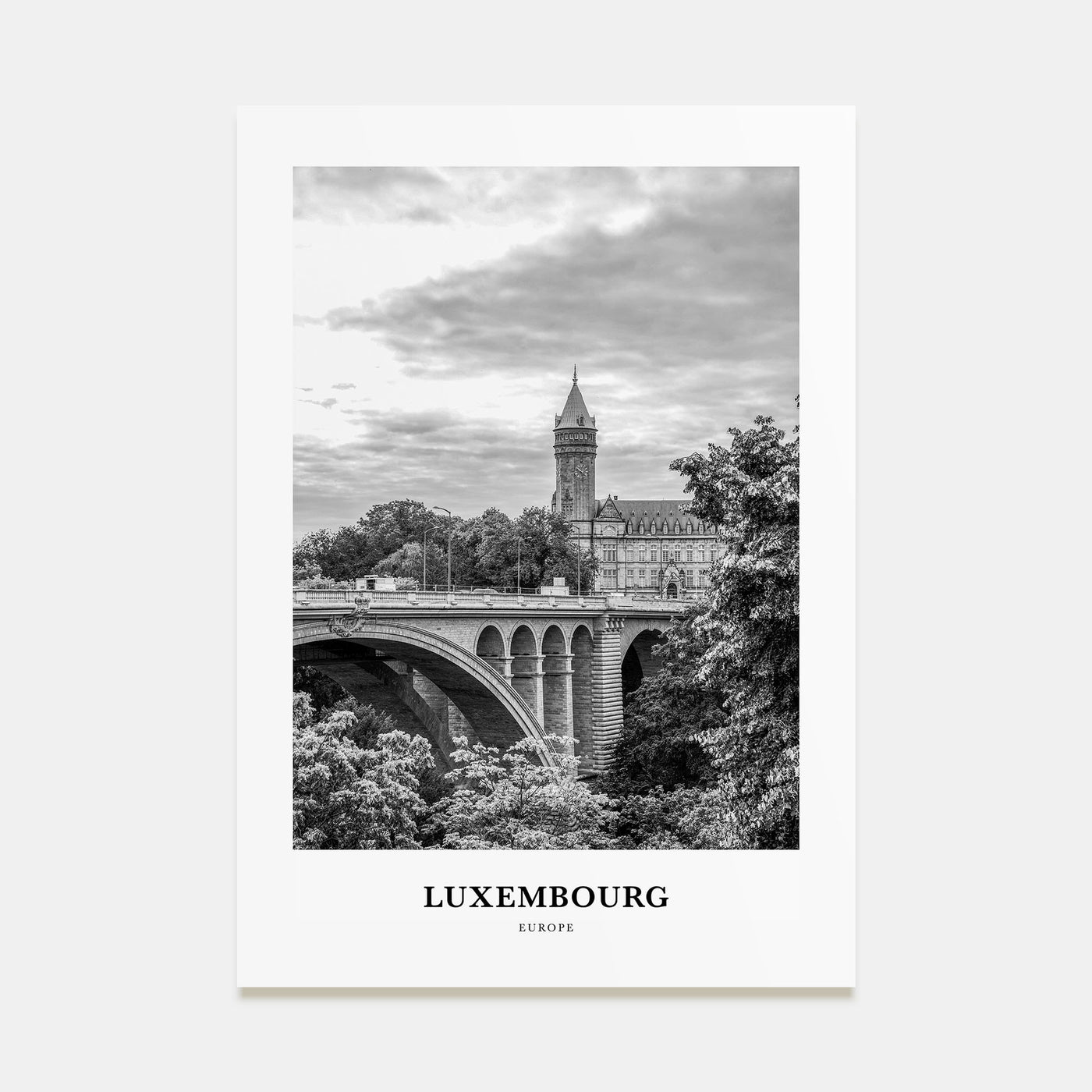 Luxembourg Portrait B&W Poster