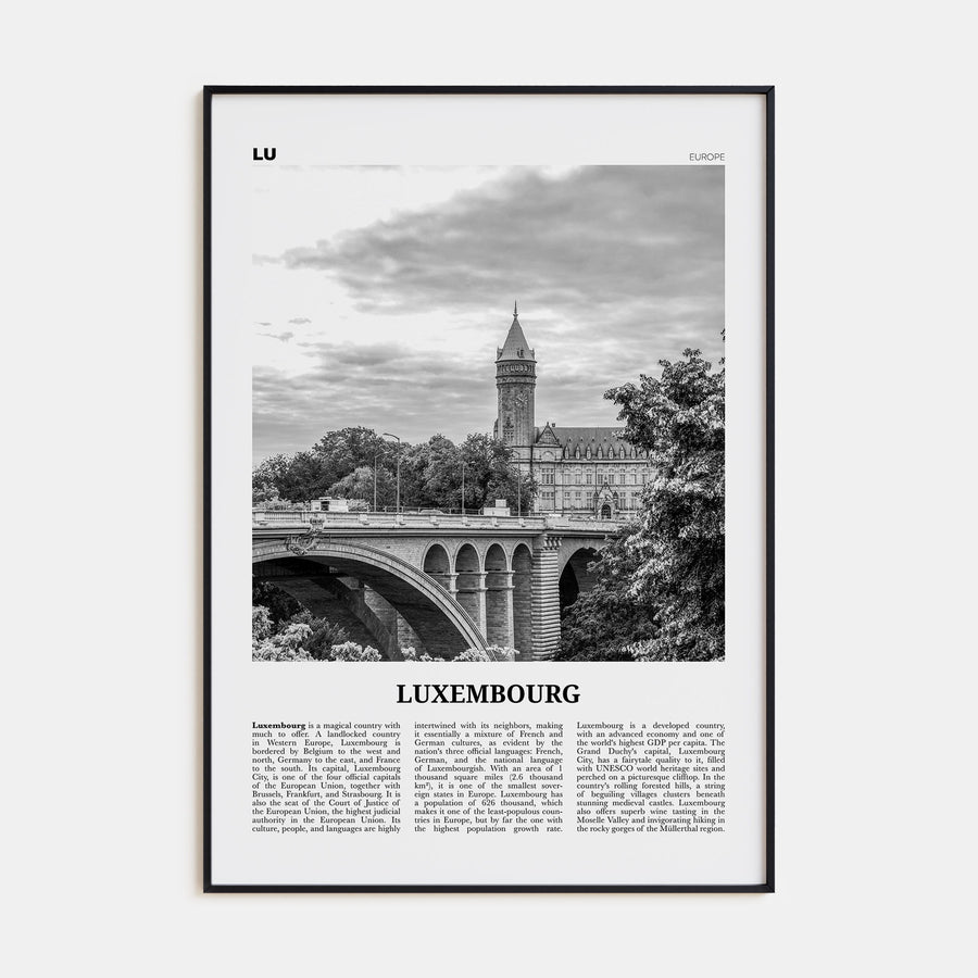 Luxembourg Travel B&W No 1 Poster