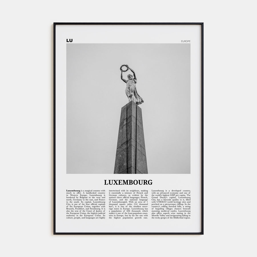 Luxembourg Travel B&W No 2 Poster