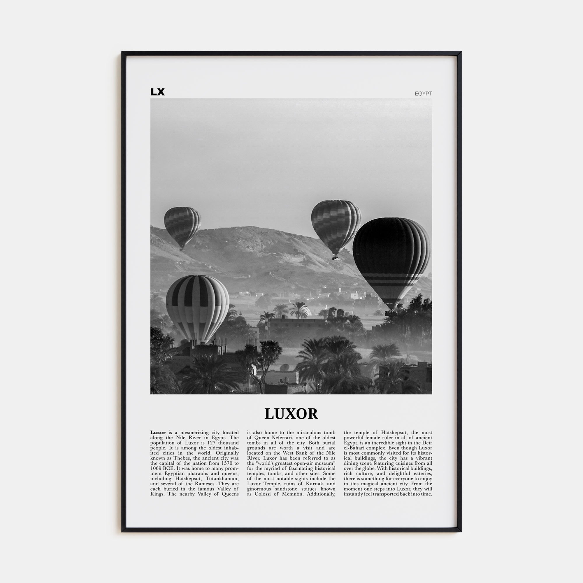Luxor Travel B&W Poster
