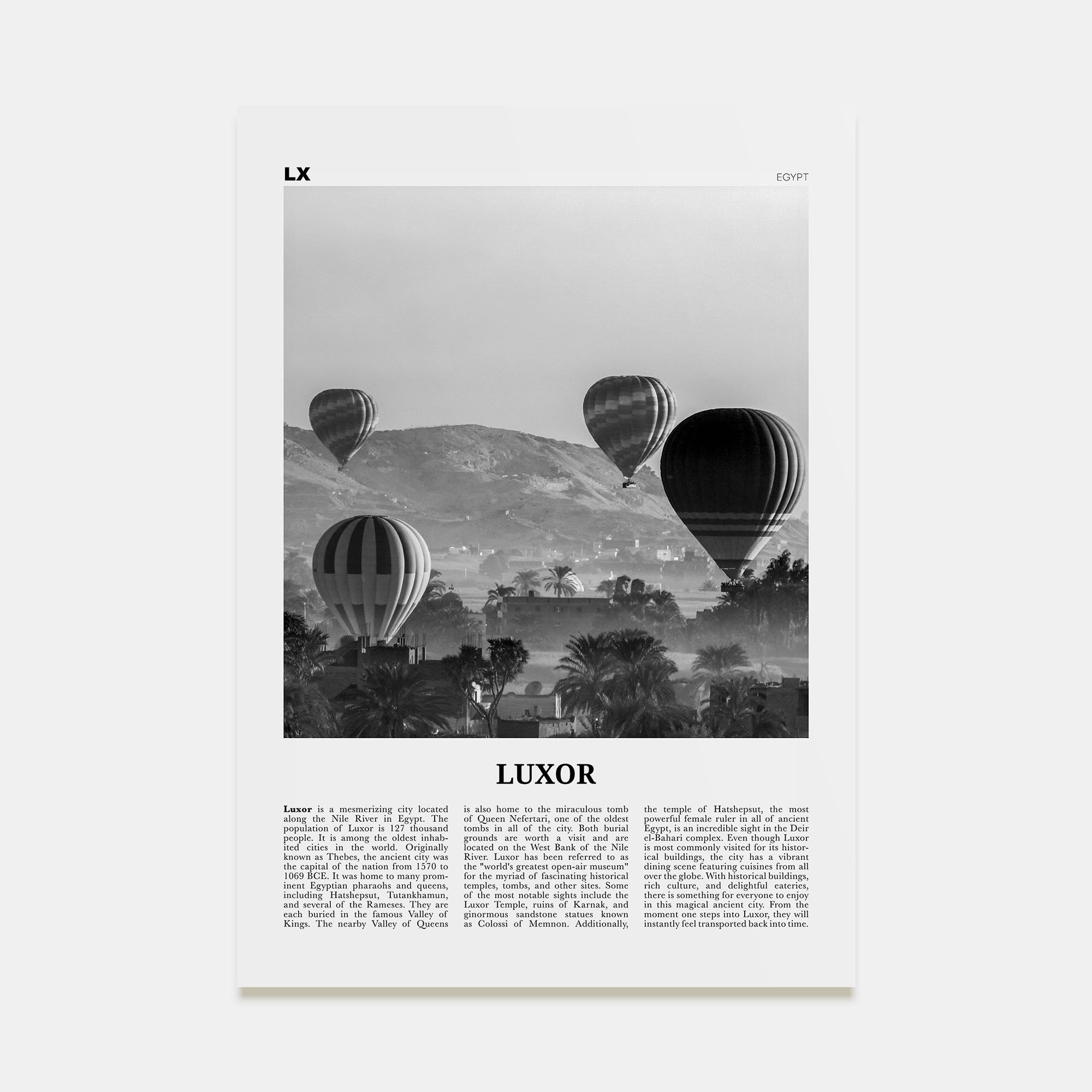 Luxor Travel B&W Poster
