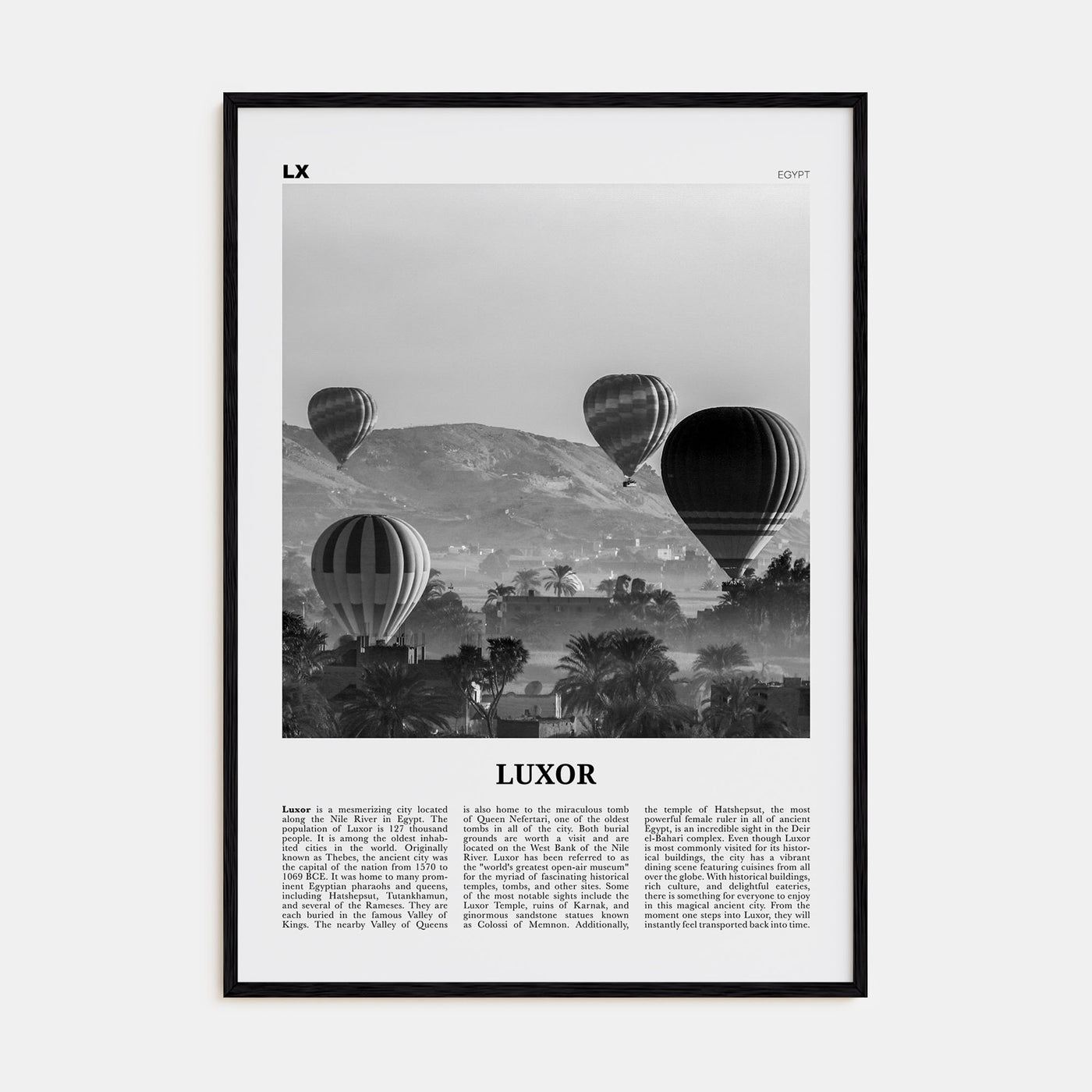 Luxor Travel B&W Poster