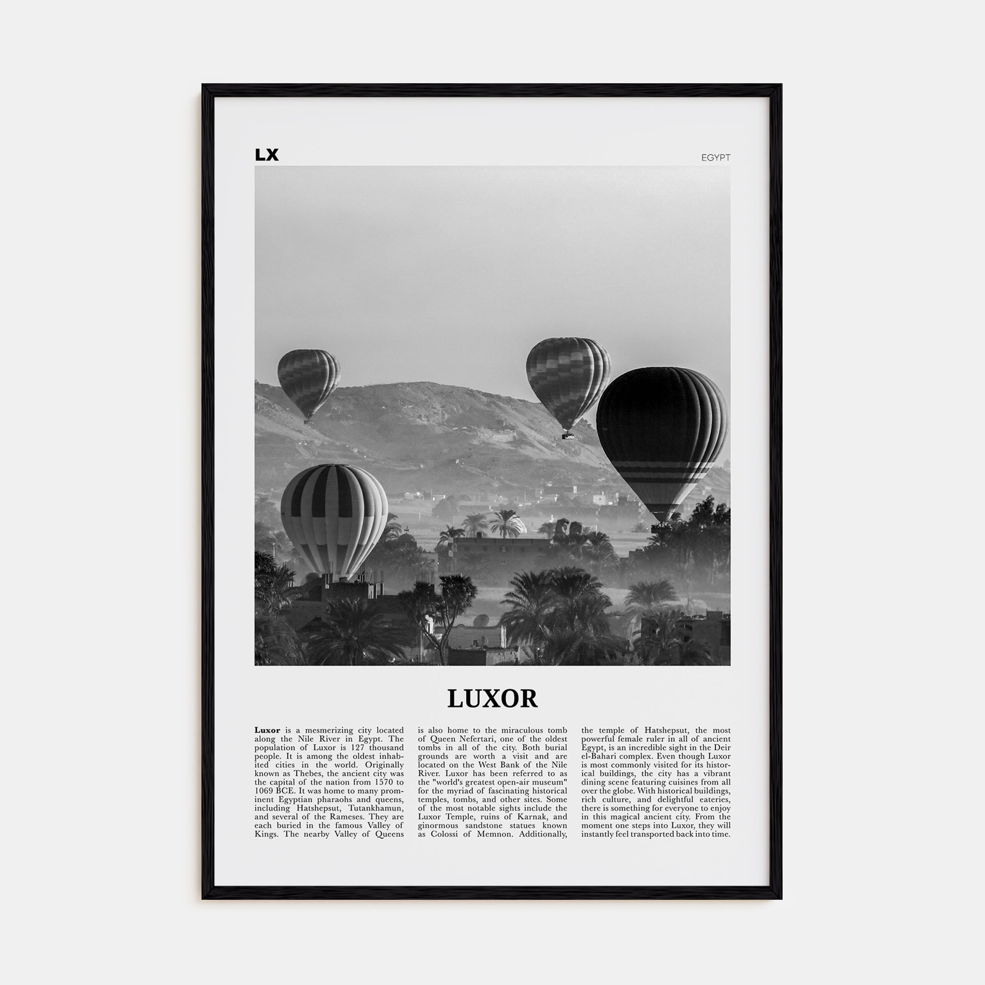 Luxor Travel B&W Poster