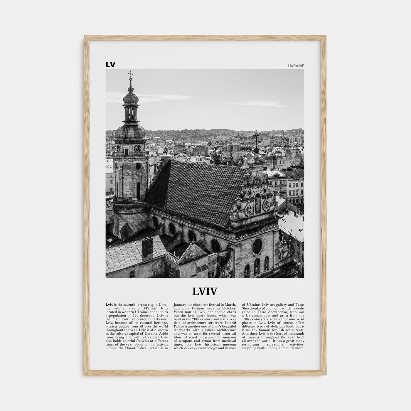 Lviv Travel B&W Poster