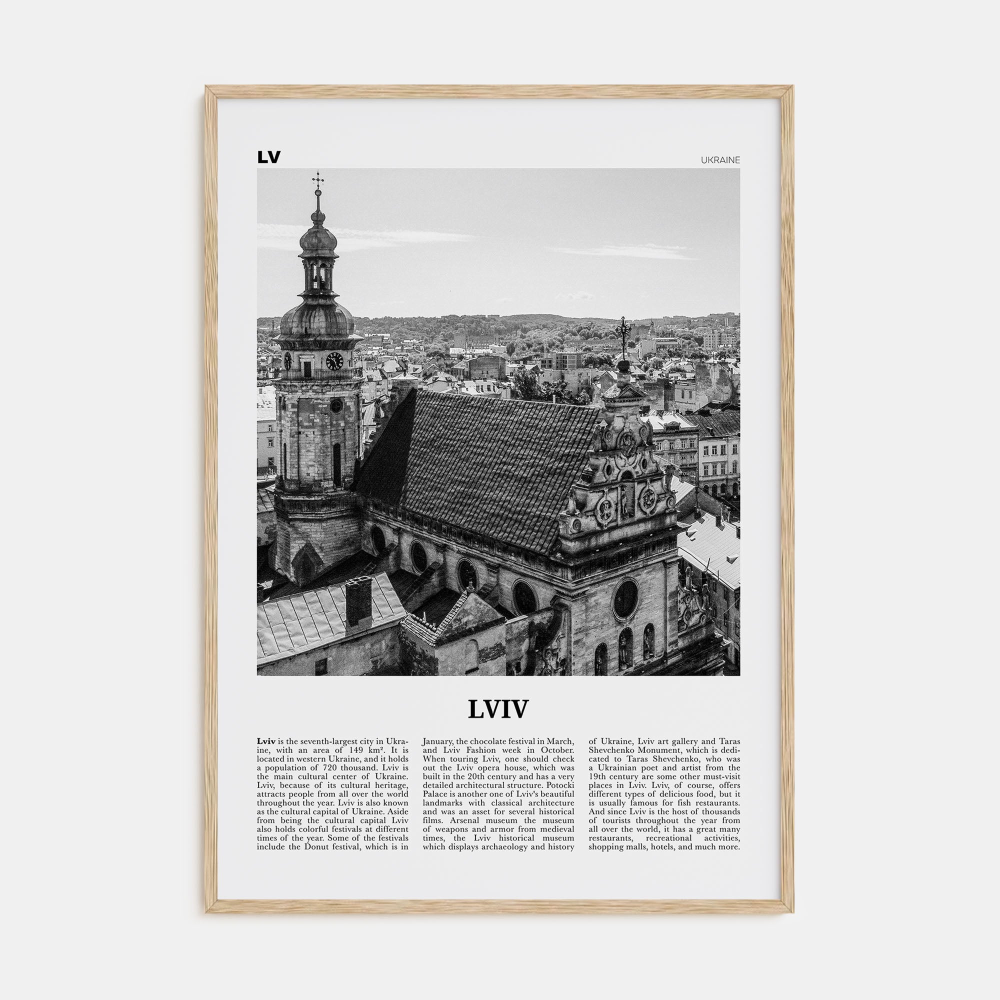 Lviv Travel B&W Poster