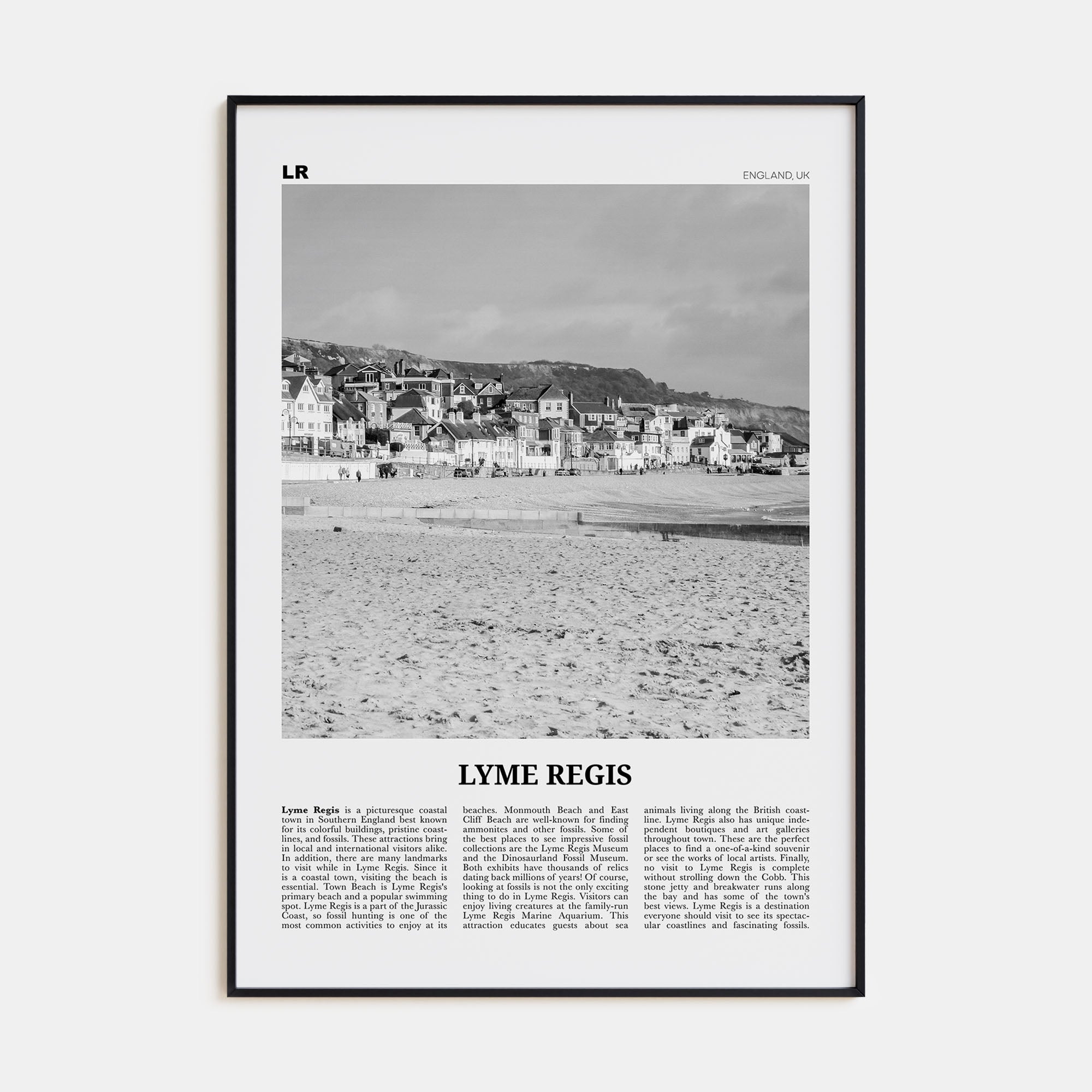 Lyme Regis Travel B&W Poster
