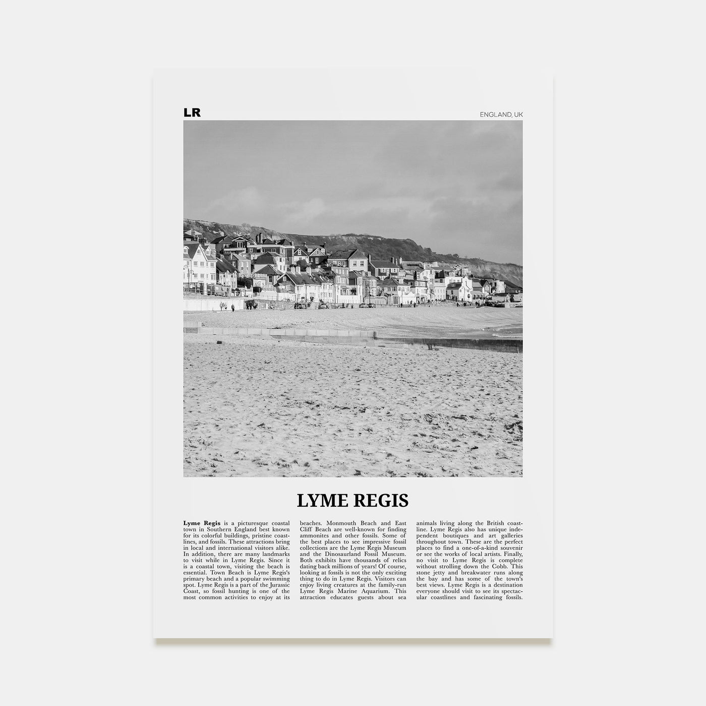 Lyme Regis Travel B&W Poster