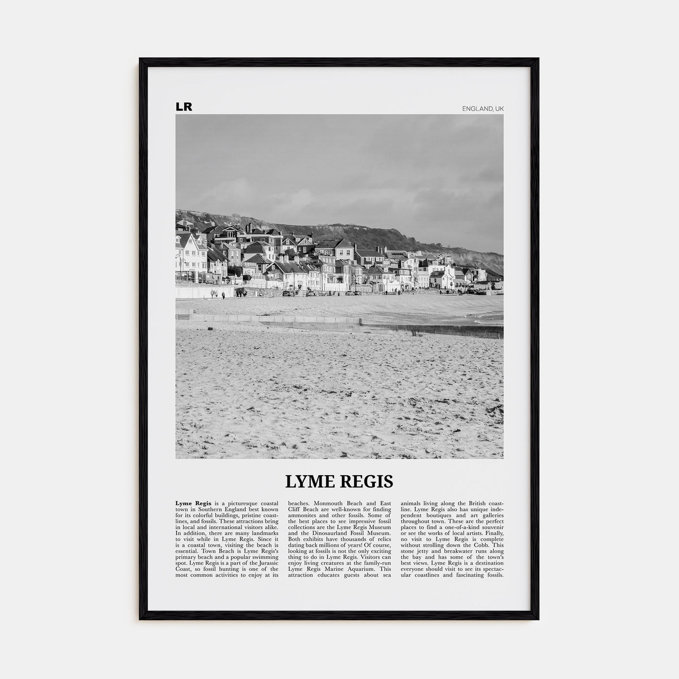 Lyme Regis Travel B&W Poster