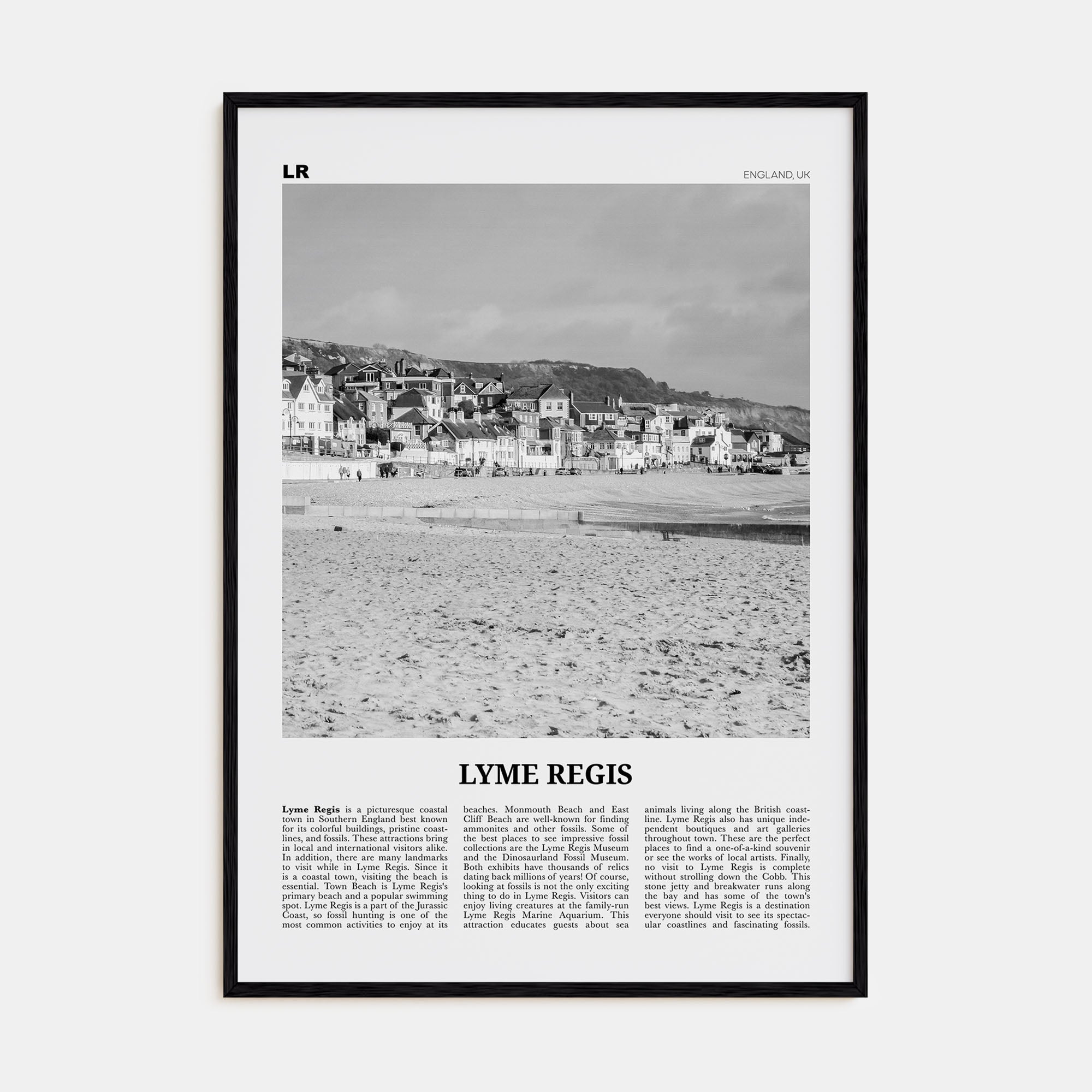 Lyme Regis Travel B&W Poster