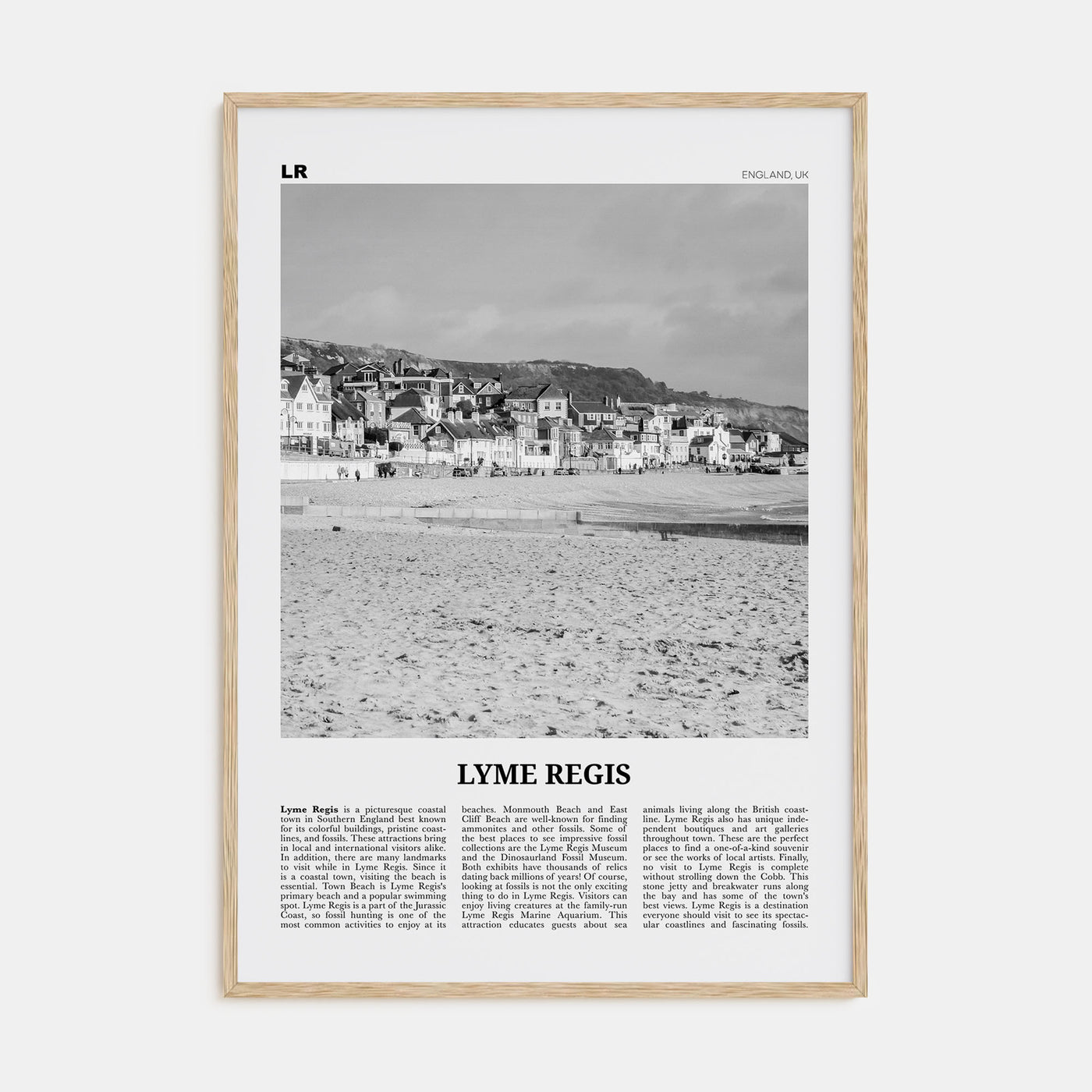 Lyme Regis Travel B&W Poster