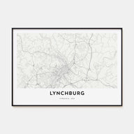 Lynchburg Map Landscape Poster