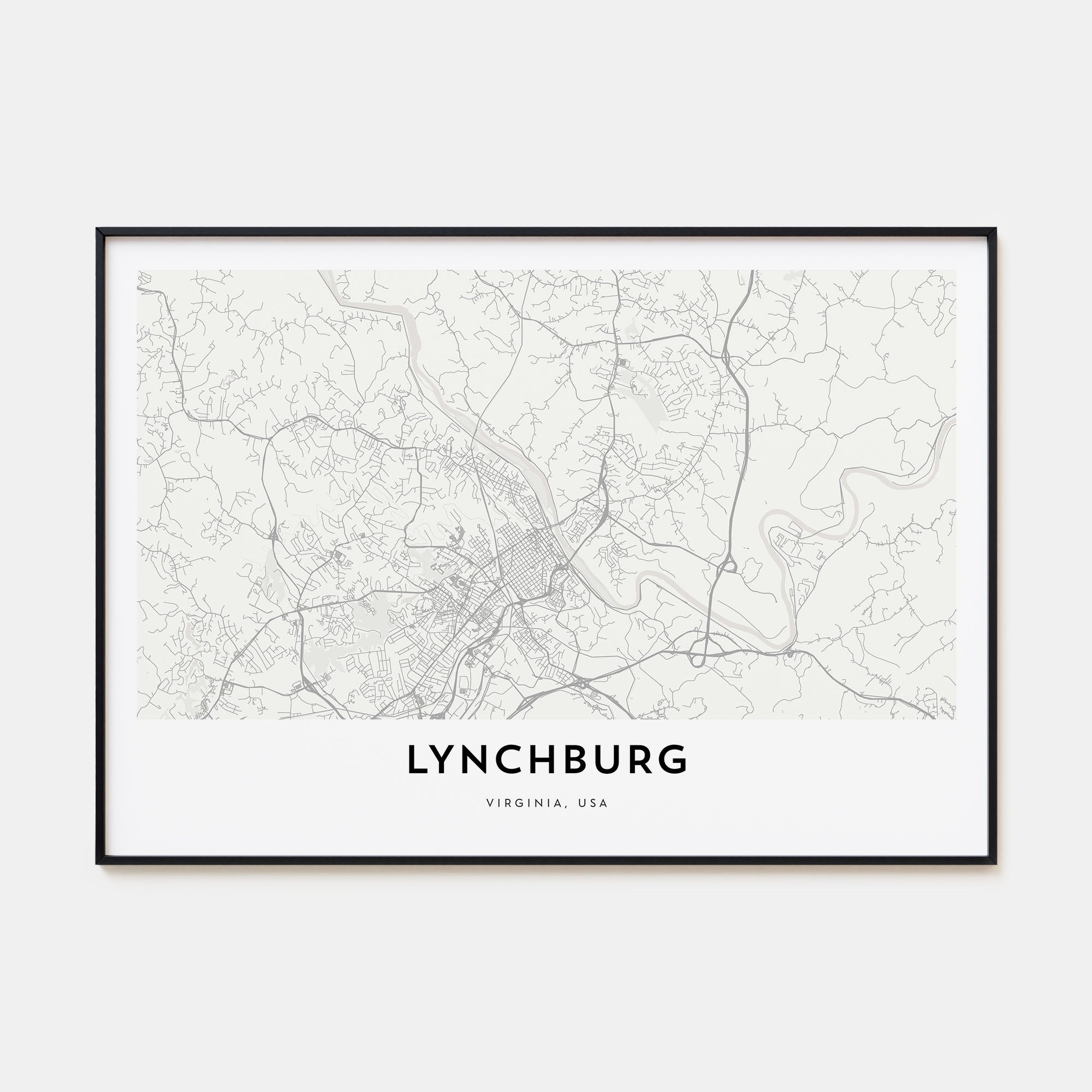 Lynchburg Map Landscape Poster