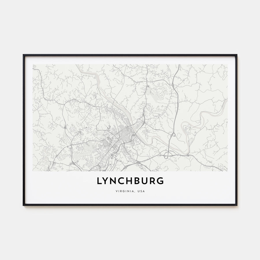 Lynchburg Map Landscape Poster