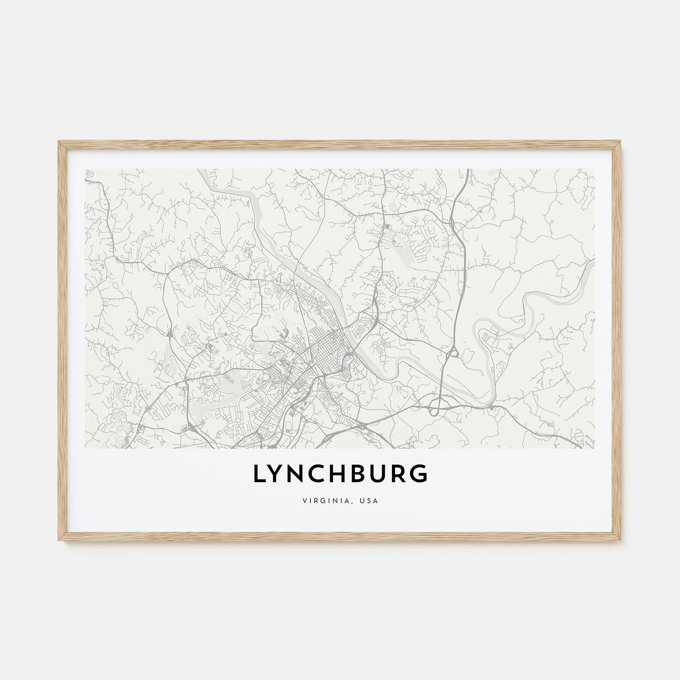 Lynchburg Map Landscape Poster