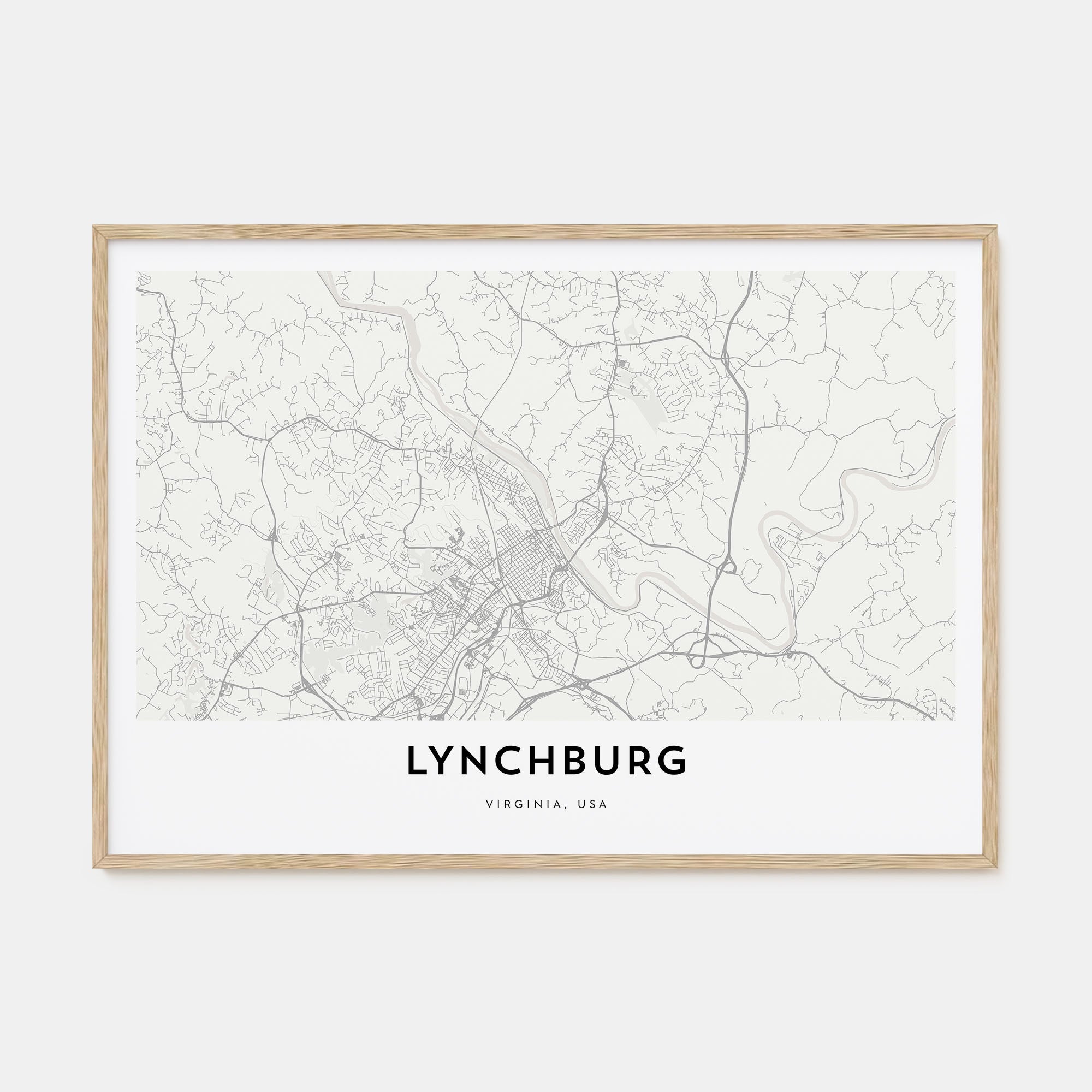 Lynchburg Map Landscape Poster