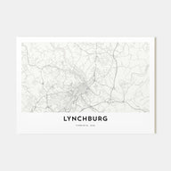 Lynchburg Map Landscape Poster