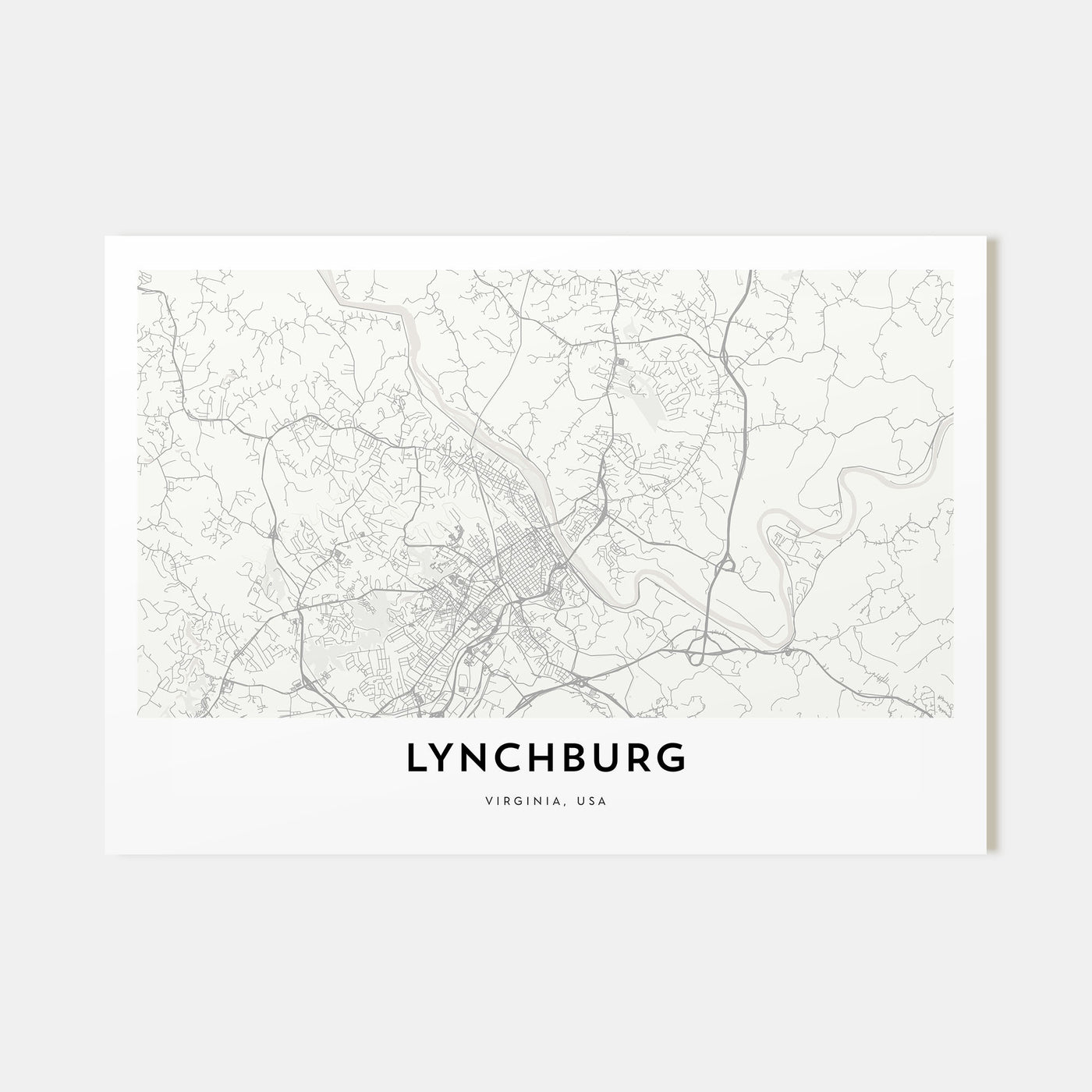 Lynchburg Map Landscape Poster
