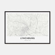 Lynchburg Map Landscape Poster